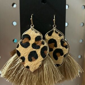 Leopard Print Tassel Earrings